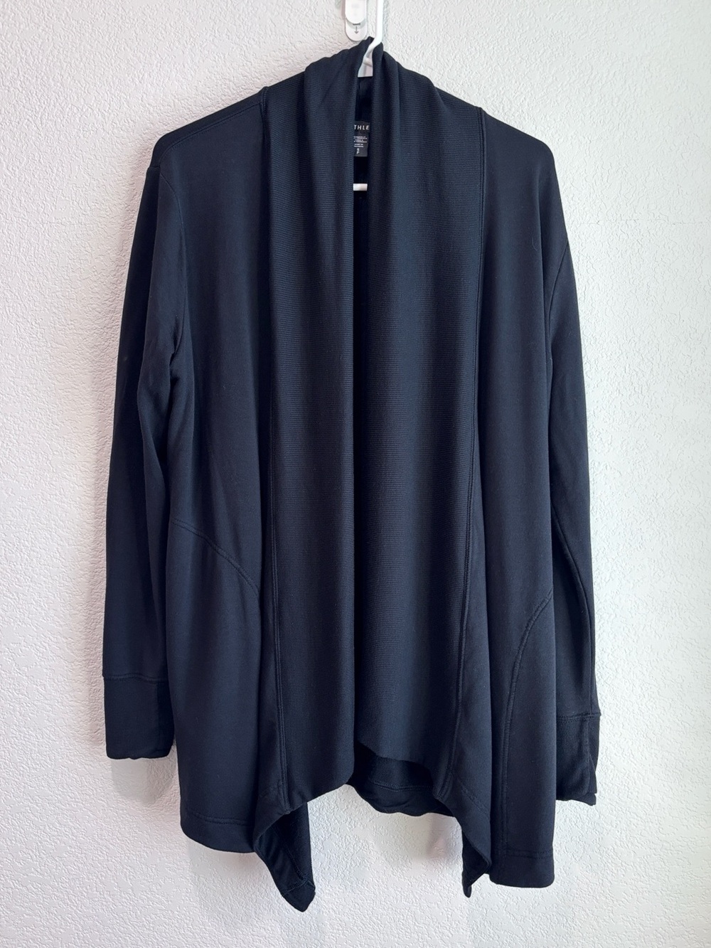 Athleta Pranayama Restore Rib Wrap Cardigan Sweater Black Women’s Size Small